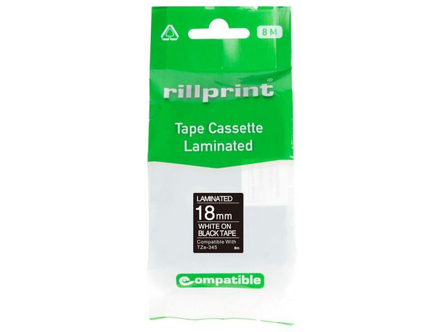 Tape 18mm TZe-345 vit på svart